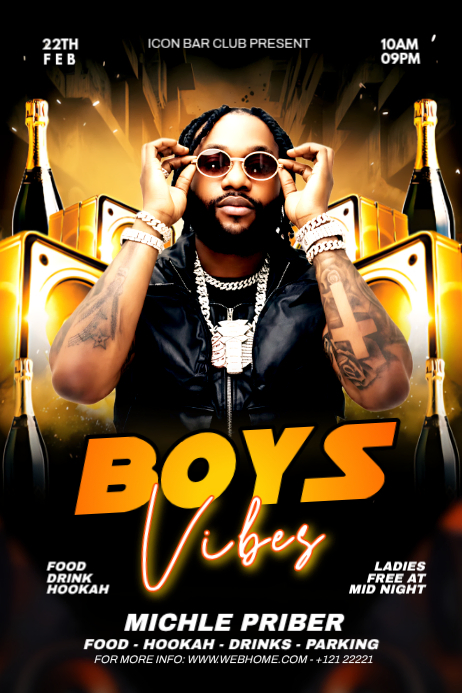 Black Club Event Promotion Banner 4' × 6' Template | PosterMyWall