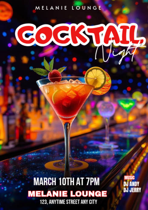 Black Cocktail Night Event A3 Template | PosterMyWall