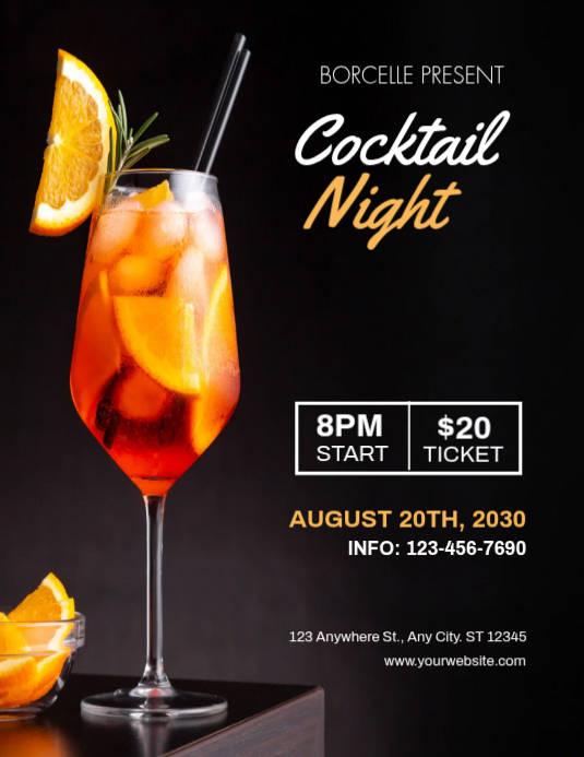 Black Cocktail Night Event Flyer Template | PosterMyWall