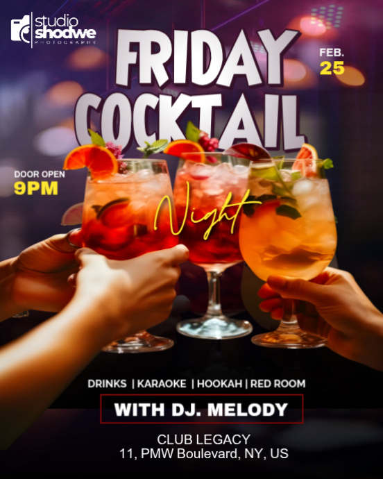 Black Cocktail Night Event Instagram Portrait Template | PosterMyWall