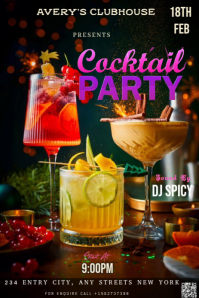 Black Cocktail Party Pinterest Graphic template