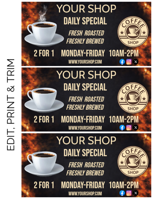 Black Coffee 2 For 1 Special Ad Flyer (us Letter) Template | PosterMyWall