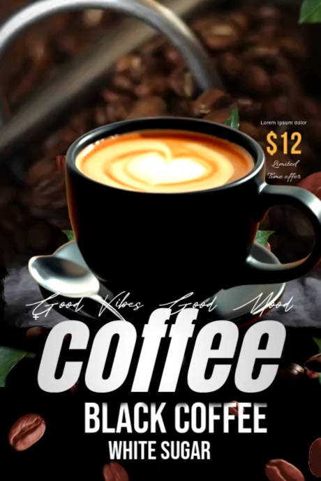 Black Coffee Promotion Cartaz template