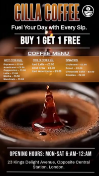 Black Coffee Shop Promotion Instagram Reel Template