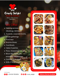 Black Collage Catering Service  And Restaurant  Flyer (us Letter) template
