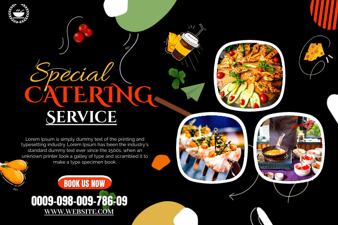 Black Collage Catering Service Poster Design Templat | PosterMyWall
