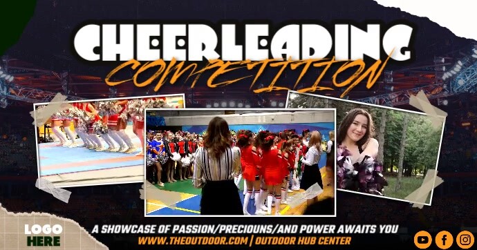 Black Collage Cheerleading Competition Facebook Shared Image template
