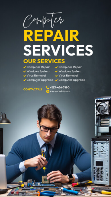 Black Collage Computer Repair Ad Template Instagram Story | PosterMyWall