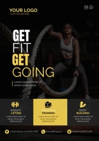 Black Collage Get Fit Ladies Gym Weigh Lifting Personal Training And Body Building A3 template