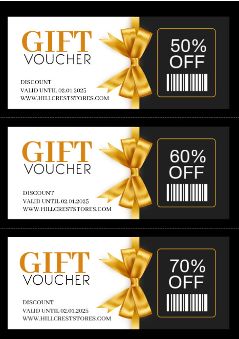 Black Collage Gift Voucher Card  A4 template