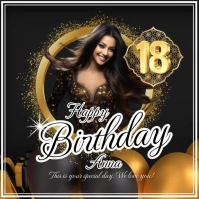 Black Collage Golden And Black Happy 18th Bir Instagram Post template