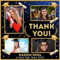 Black Collage Graduation Thank You Square Квадрат (1 : 1) template