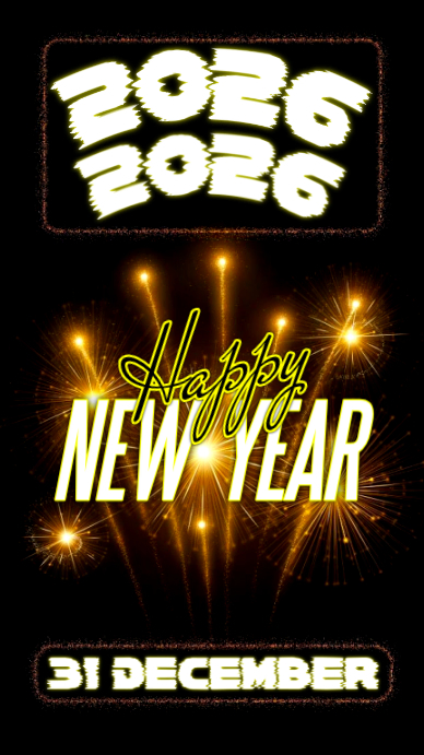 Black Collage Happy New Year 2026 Digital Display (9:16) Template ...