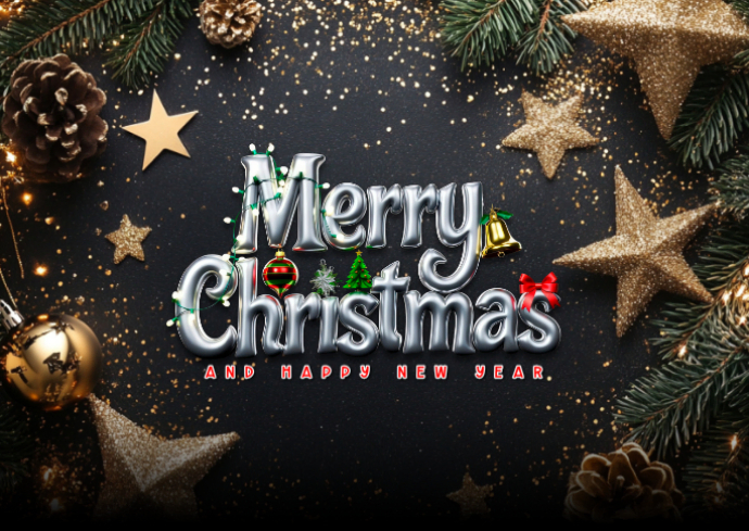 Black Collage Merry Christmas And Happy New Year Wish Card Postcard ...