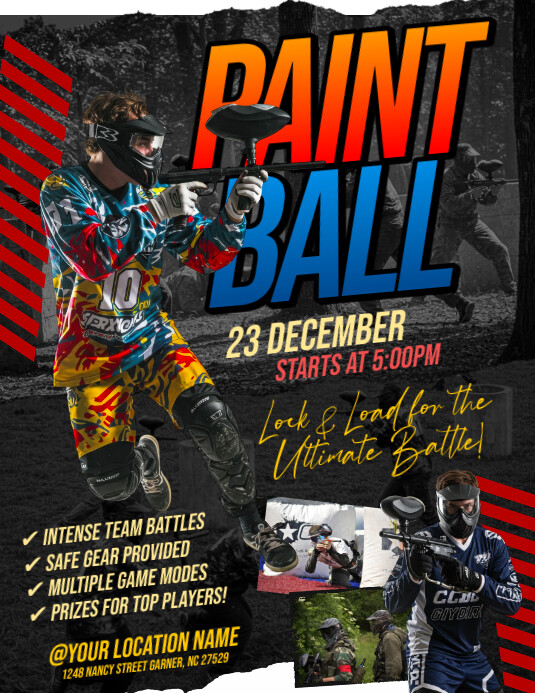 Black Collage Paintball Flyer (us Letter) template