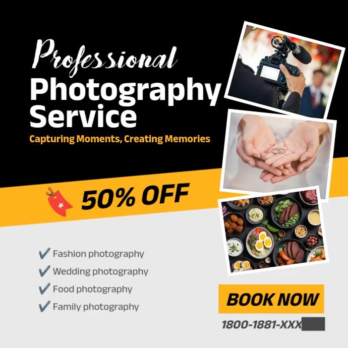 Black Collage Professional Photography Service Instagram Post template