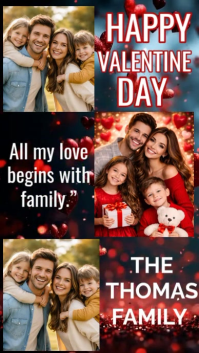 Black Collage Valentine Family Photo Collage – Love, Togetherness & Beautiful Memories Instagram Sto template