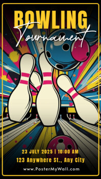 Black colorful Ceria Bowling Tournament Instagram Story template