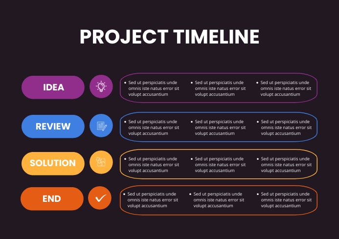 Black Colorful Project Timeline List Template | PosterMyWall