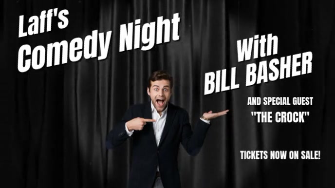 Plantilla de Black Comedy Club Video Ad Digital Display (16:9 ...