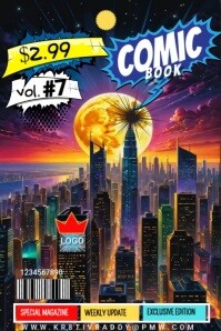 Black  Comic Art Magazine Poster template