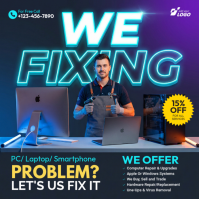 Black Computer Repair Services Square Quadrato (1:1) template
