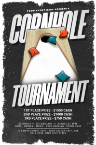 Black Cornhole Tournament Poster template
