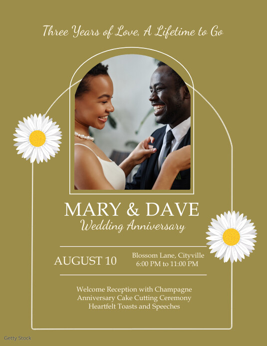 Black couple anniversary flyer Folheto (US Letter) template