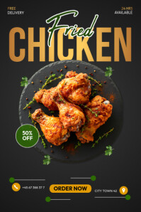 Black Fried Chicken Promotion Poster Template