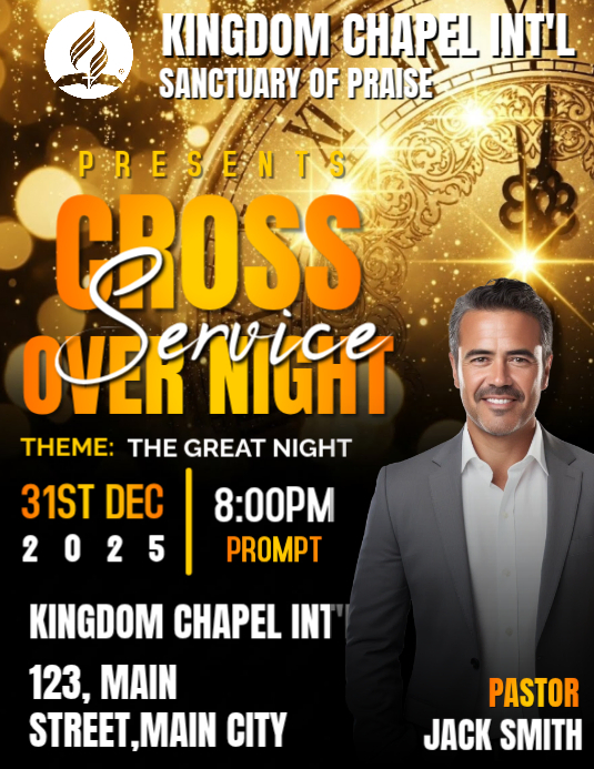 Black Cross Over Night Service Flyer (us Letter) Template | PosterMyWall