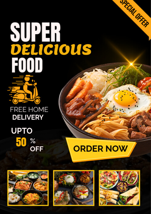 Black  Delicious Food A2 template
