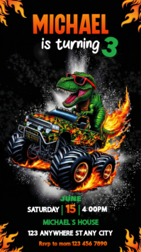 Black Dinosaur Birthday Party Instagram Story template