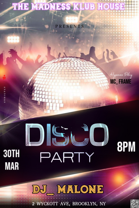 Plantilla de Black Disco Party Pinterest Graphic | PosterMyWall