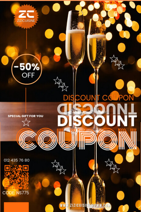 Black discount coupon poster Template | PosterMyWall