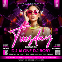 Black DJ Night Event Square สี่เหลี่ยมจัตุรัส (1:1) template