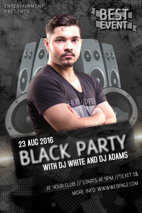 Black Dj Party Event Club Bar Flyer Template Postermywall
