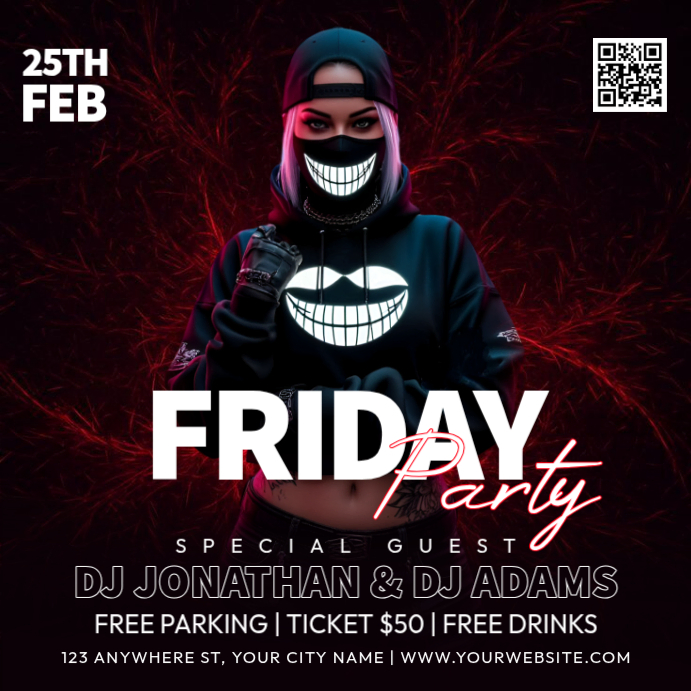 Black DJ Party Instagram Post Template | PosterMyWall