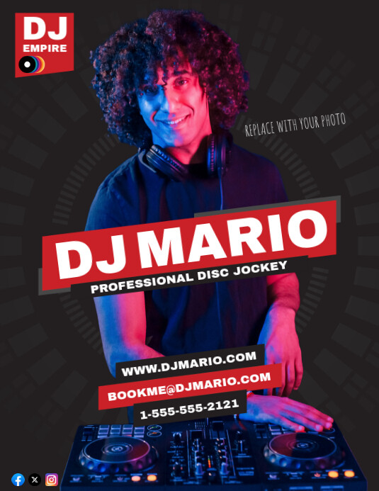 Black  Dj Press Flyer Flyer (us Letter) template