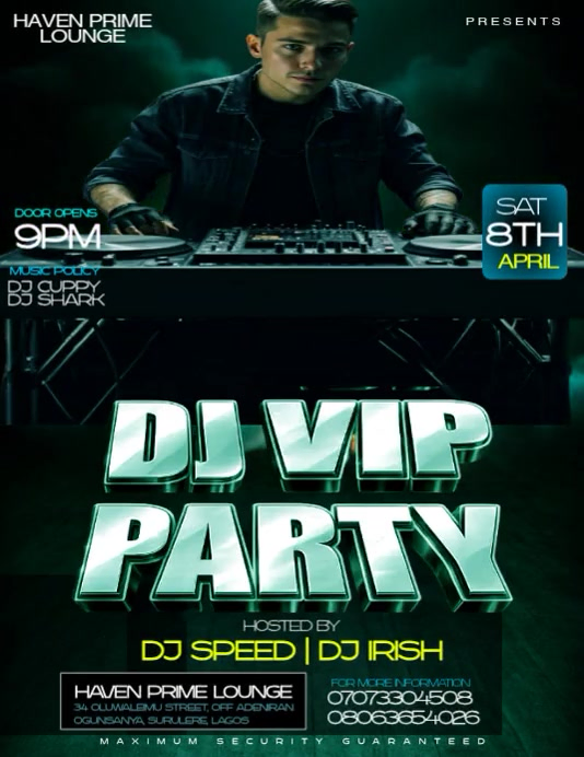 Black Dj Vip Club Night Flyer Video (us Letter) Template | PosterMyWall