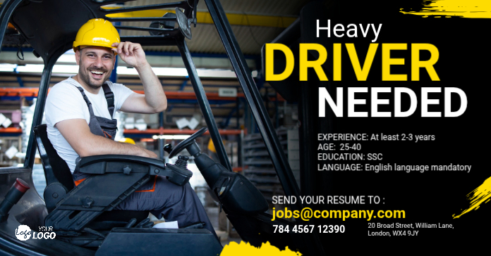 Black Driver Job Advertisement Facebook Ad Template | PosterMyWall