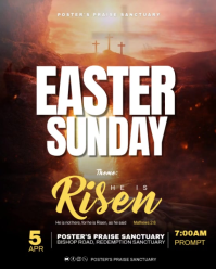 Black Easter Sunday Service Flyer Template  Instagram Portrait
