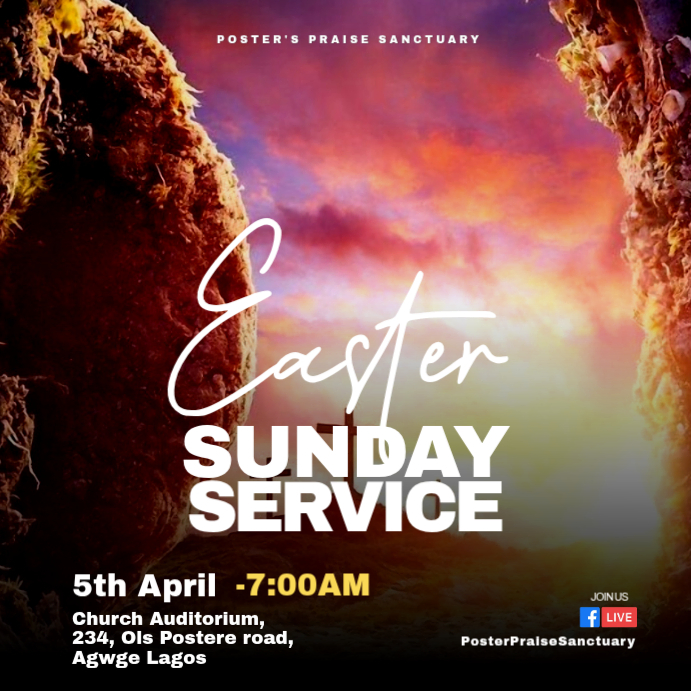 Plantilla de Black Easter Sunday Service Flyer Template Instagram Post ...