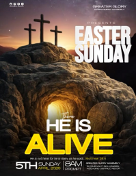 Black Easter Sunday Service Flyer Video (us Letter) template