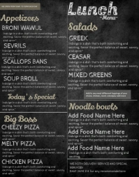 Black Editable Food Menu  Poster/wallboard template