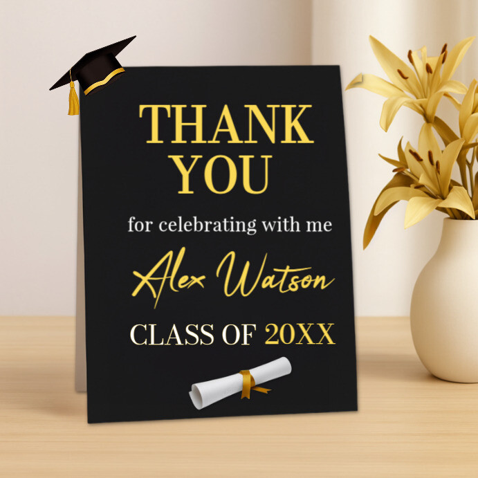 Table Label Graduation Black Editable Graduation Table Sign | Printable Table Tent Decor For ...