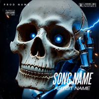 Black Electric Skull Face Motion Album Cover template