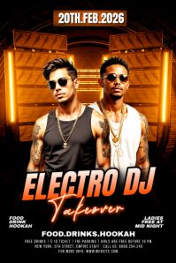 Black Electro DJ Event Banner 4' × 6' template