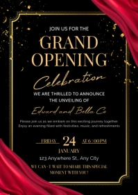 Black Elegant Grand Opening Invitation Card A5 template