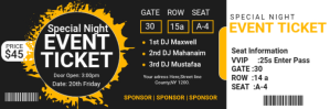 Black Event Ticket Vector Template Twitter Banner