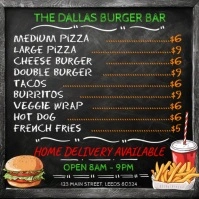 Black Fast Food Chalkboard Menu Instagram Post template